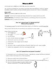 English worksheet: Whats HIV?