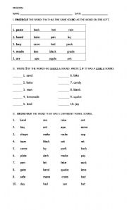 English Worksheet: LONG AND SHORT SOUND OF VOWEL A
