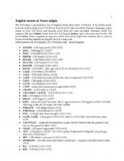 English worksheet: English words of Norse origin