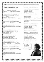 English Worksheet: Adele. Someone like you.