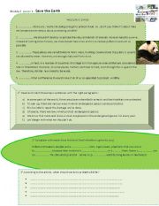 English Worksheet: save the earth ( endangered species)