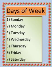 English Worksheet: Days of Week