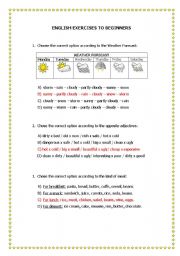 English worksheet: ENGLISH EXERCISES TO BEGINNERS