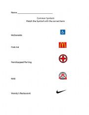 English worksheet: Common Symbols