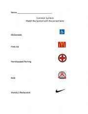 English Worksheet: Common Symbols