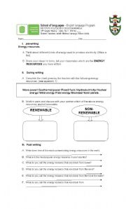 English Worksheet: Energy  resources