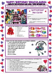 English Worksheet: HAPPY BIRTHDAY DRACULAURA!