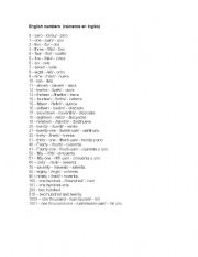 English Worksheet: English numbers