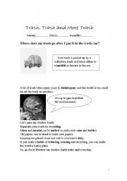 English Worksheet: trash, trash and more trash