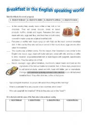 English Worksheet: Breakfast in the English-speaking world