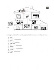 English Worksheet: Rooms in The House