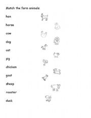English Worksheet: Farm animals match
