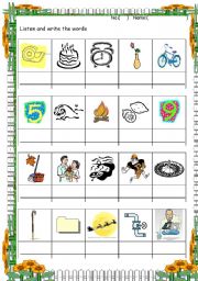 English Worksheet: Phonics test  ---  Long a e  i   with silent e