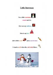 English Worksheet: Little snowman song