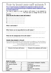 English Worksheet: how to boost your self esteem