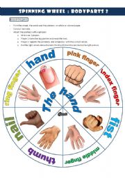 English Worksheet: spinning wheel bodyparts 2 THE HAND