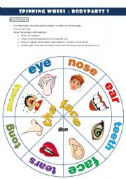 English Worksheet: spinning wheel bodyparts 3 THE FACE