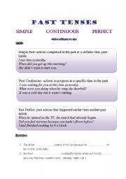 English Worksheet: Past Tenses. Miscallaneous