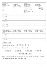 English Worksheet: Spelling Homework