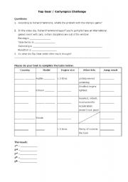 English worksheet: Carlympics Challenge 