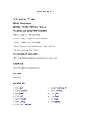 English Worksheet: LESSON PLAN TERCER GRADO PRIMARIA (PHYSICAL APPEARENCE)