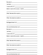 English worksheet: All about me