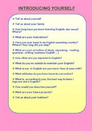 English Worksheet: Introdution yourself