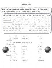 English Worksheet: reading close test