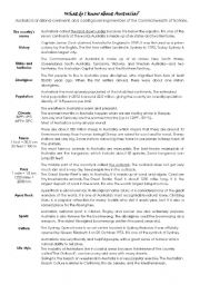 English Worksheet: Australia FACTS and QUIZ (20 questions + key)