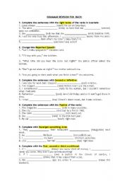 English Worksheet: Grammar Revision for Bachillerato