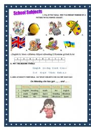 English Worksheet: School subjects