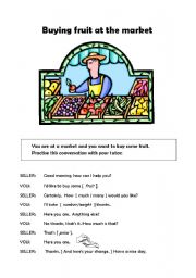 English Worksheet: Buying fruit at the market