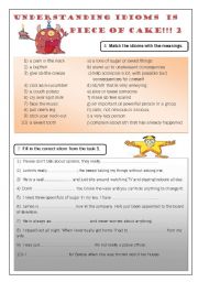 English Worksheet: Understanding idioms is a piece of cake 2
