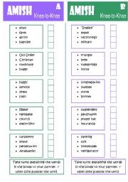 English Worksheet: AMISH (Knee-to-Knee)