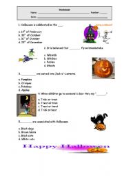 English worksheet: Halloween quiz