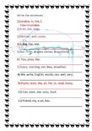 English Worksheet: Write the sentences 