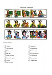 English Worksheet: classroom commands