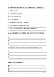 English Worksheet: using have or has got