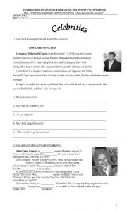 English worksheet: Celebrities