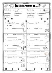 English Worksheet: Is this/that ...? Demonstratives (singular): questions, short answeres.