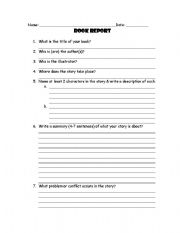 English worksheet: Book Report