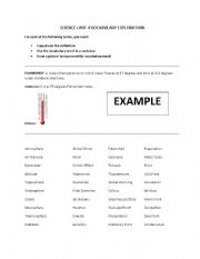 English worksheet: Science Weather Vocabulary Exploration