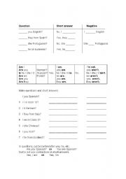 English Worksheet: To Be A Nationality