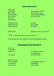 English Worksheet: Prepositions of time and place