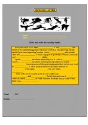 English Worksheet: DICTATION SPORT