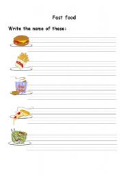 English worksheet: fast food