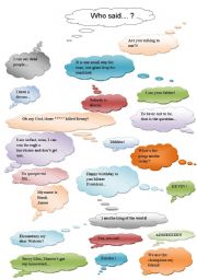 English Worksheet: Reported speech: famous quotations 1