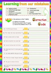 Learning from our mistakes  - using a correction code  (Context:  Daily Routine)