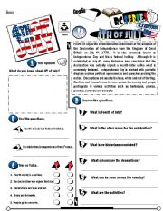 English Worksheet: RC Series_U.S Edition_22 4th of July  (Fully Editable + Key) 