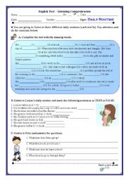 English Worksheet: Daily routines - listening 7th